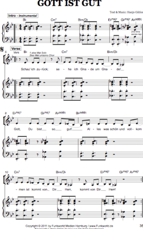 Product picture Gott ist gut - Chornoten und Klaviernoten
