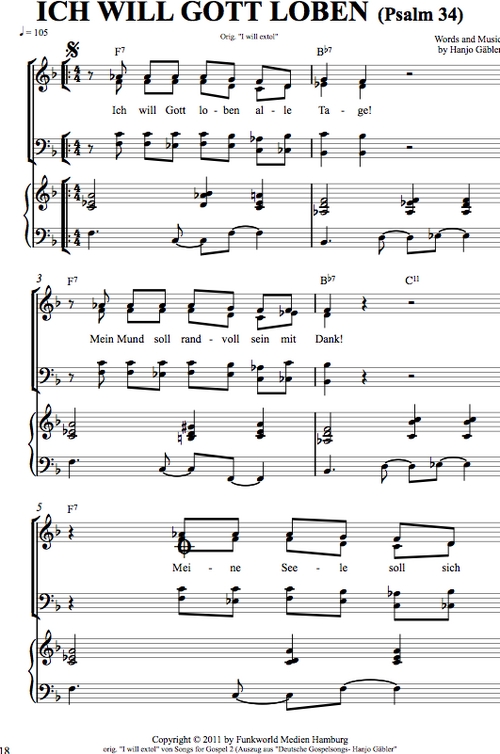Product picture Ich will Gott loben - Noten für Chor und Klavier