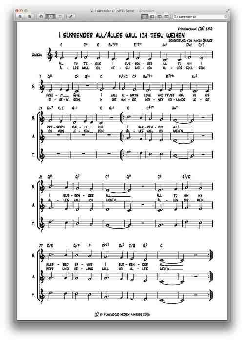 Product picture I surrender all for mixed choir - Sheet Music