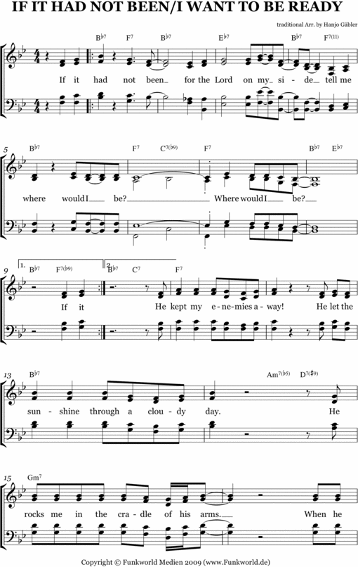 Product picture If it had not been and I want to be ready Sheet Music