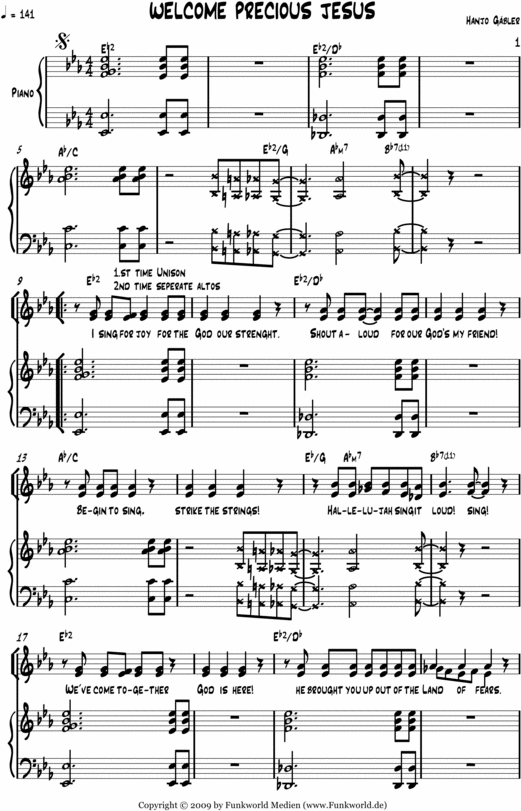 Product picture Welcome precious Jesus - Sheetmusic for Piano and Choir